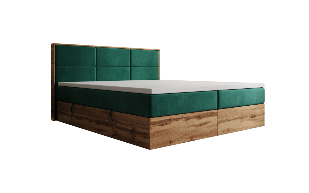 Boxspringbed Timber Panel met opbergruimte in Fluweel