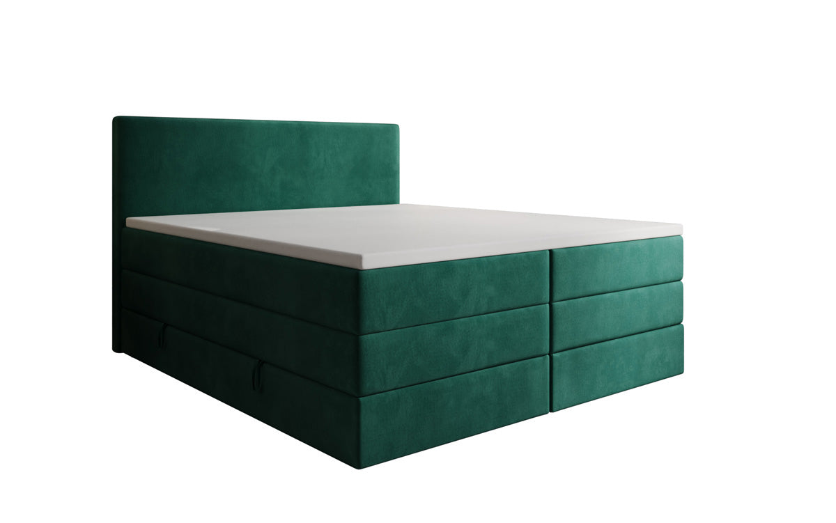 Lit boxspring Kubo King avec espace de rangement en Velours