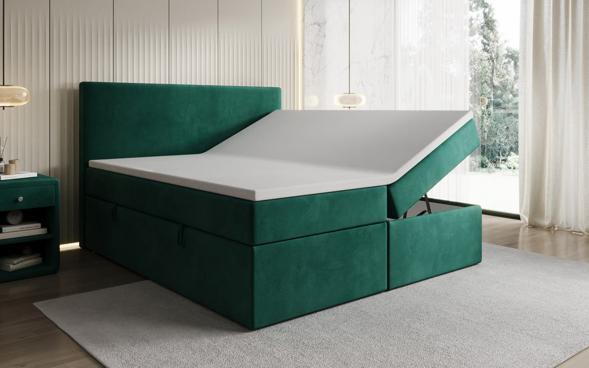 Boxspringbed Kubo met opbergruimte in Fluweel