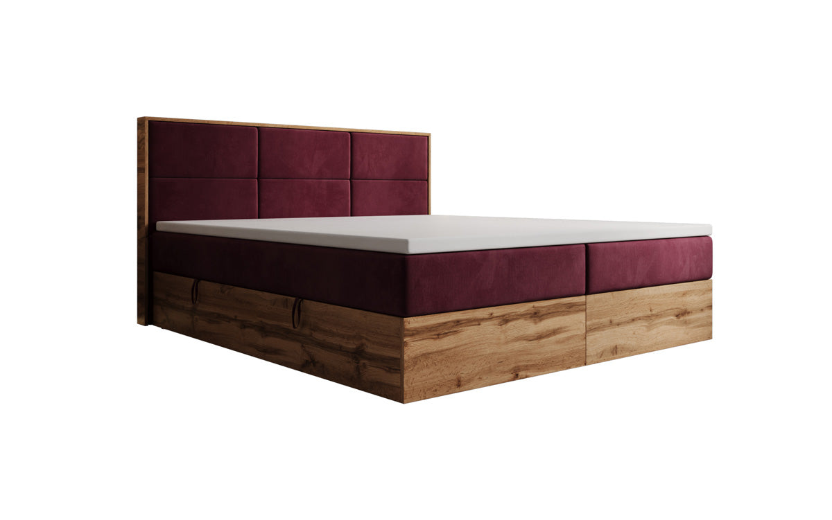 Boxspringbed Timber Panel met opbergruimte in Fluweel