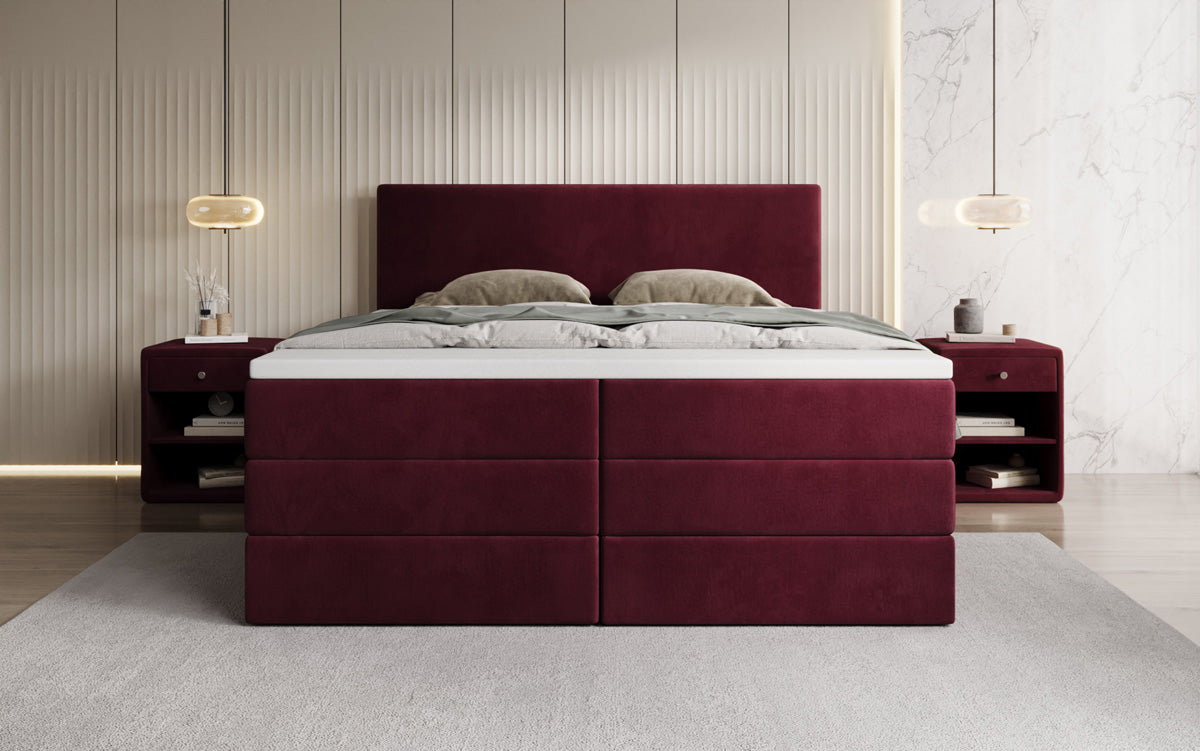 Lit boxspring Kubo King avec espace de rangement en Velours