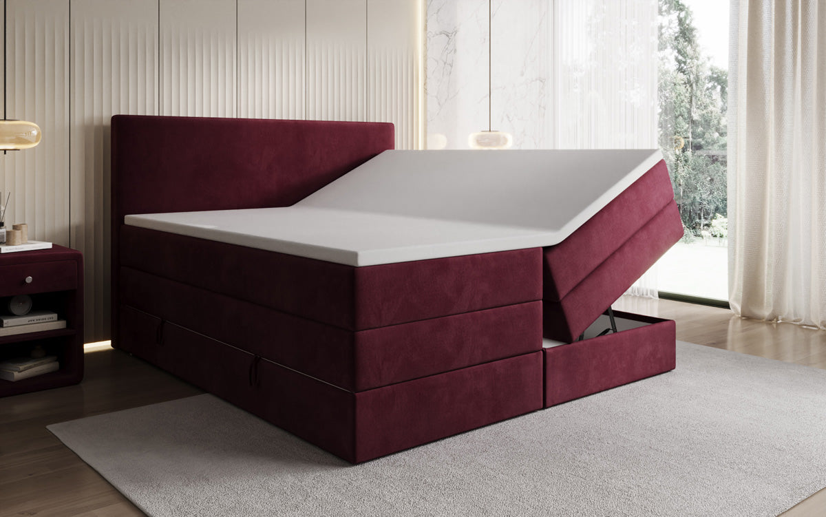 Lit boxspring Kubo King avec espace de rangement en Velours
