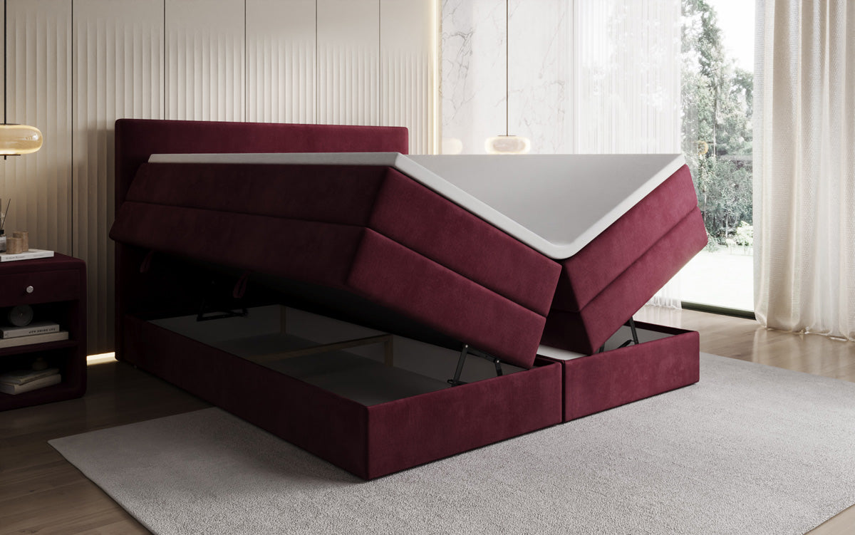 Lit boxspring Kubo King avec espace de rangement en Velours