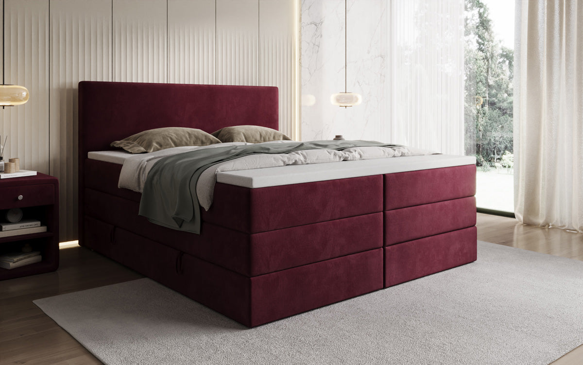 Lit boxspring Kubo King avec espace de rangement en Velours