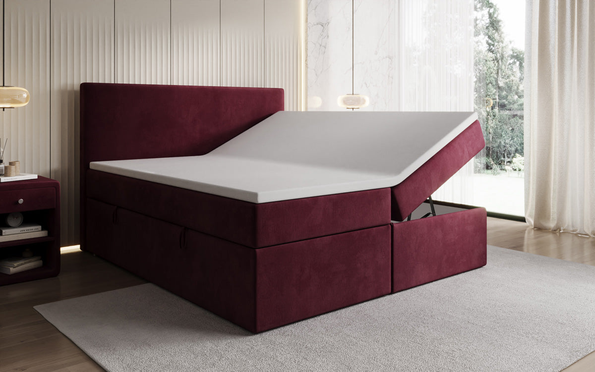 Boxspringbed Kubo met opbergruimte in Fluweel