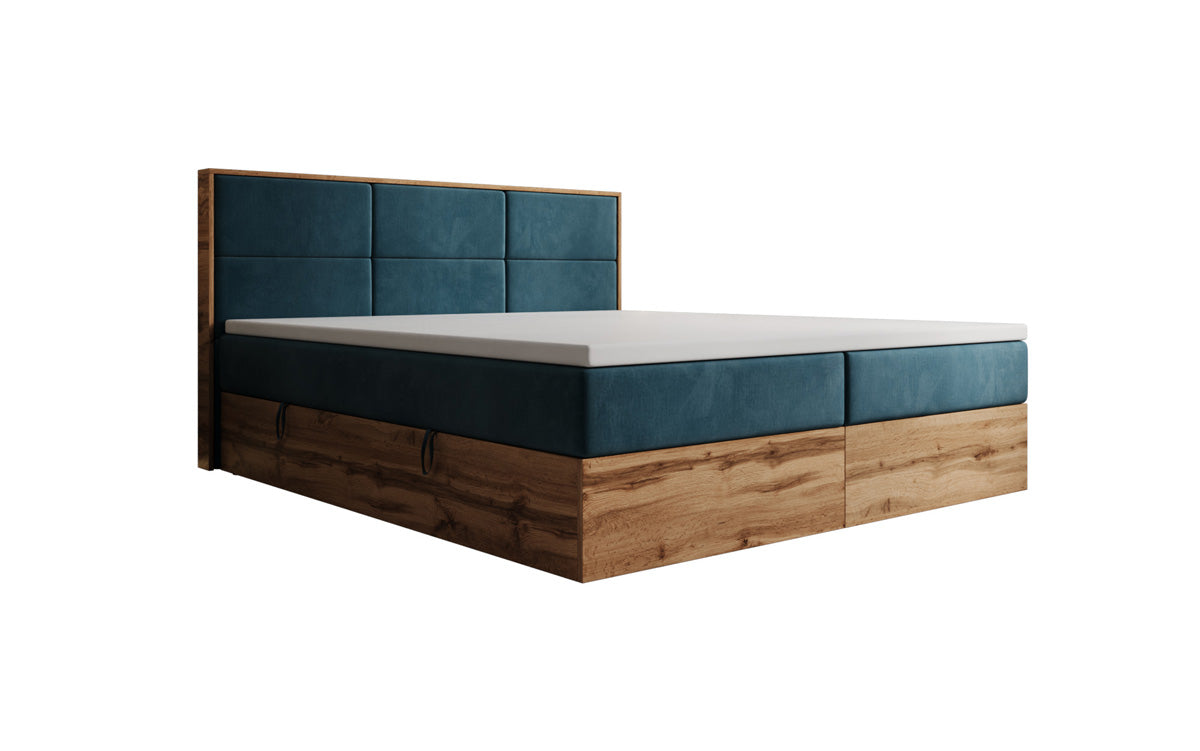 Boxspringbed Timber Panel met opbergruimte in Fluweel