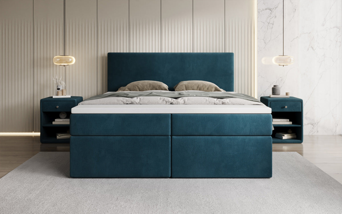 Boxspringbed Kubo met opbergruimte in Fluweel