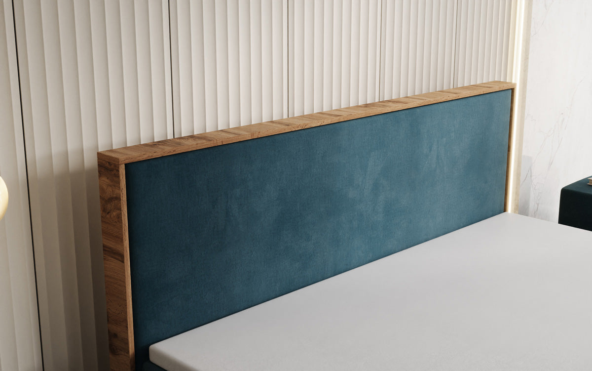 Lit boxspring Timber avec espace de rangement en Velours
