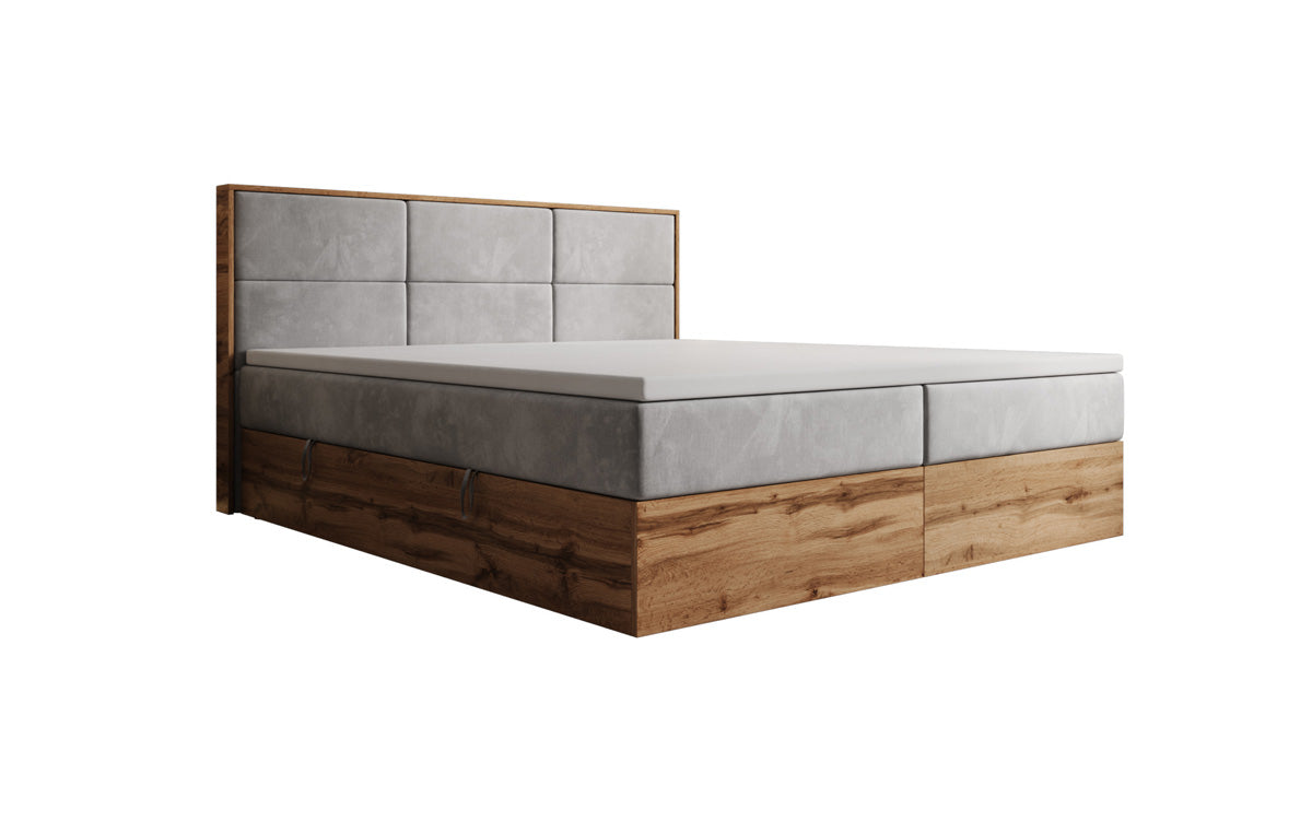 Boxspringbed Timber Panel met opbergruimte in Fluweel
