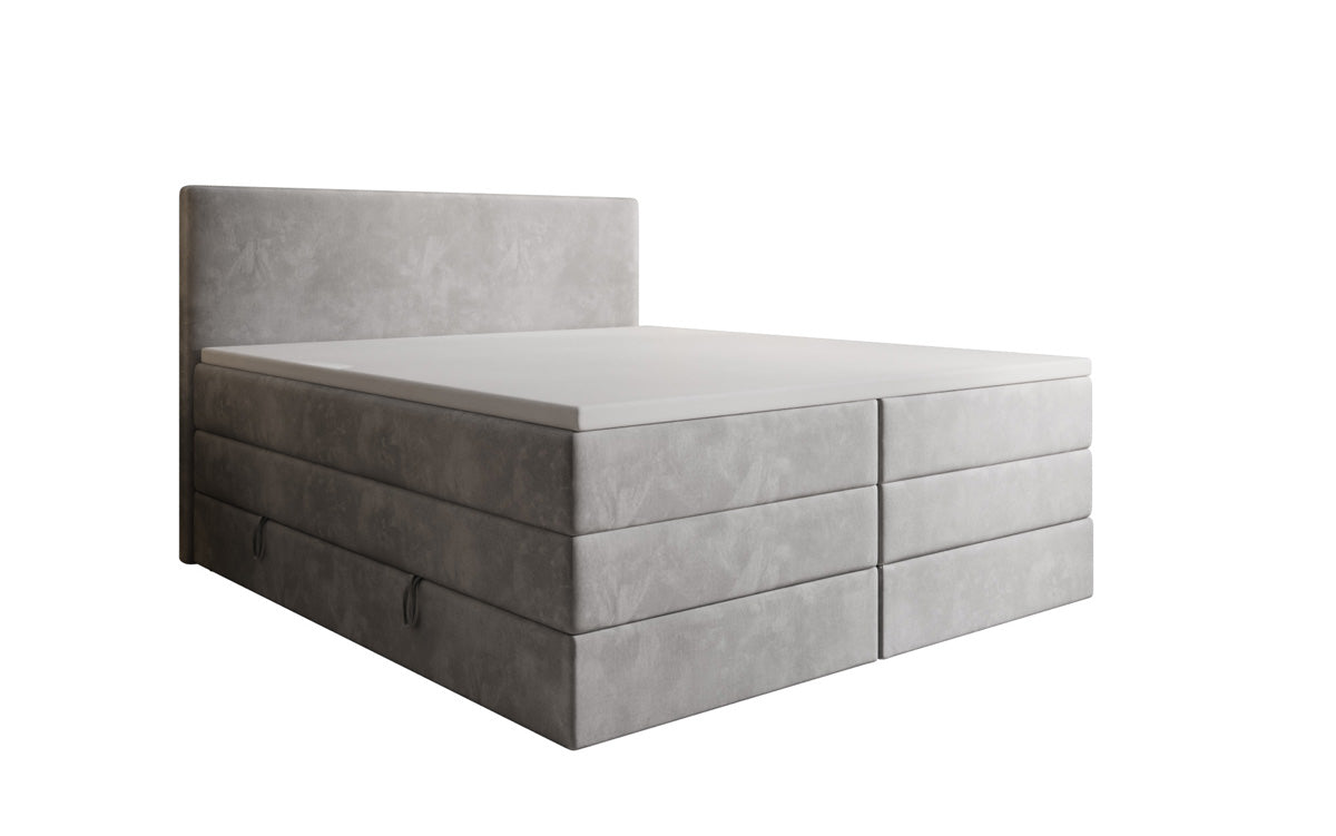 Lit boxspring Kubo King avec espace de rangement en Velours