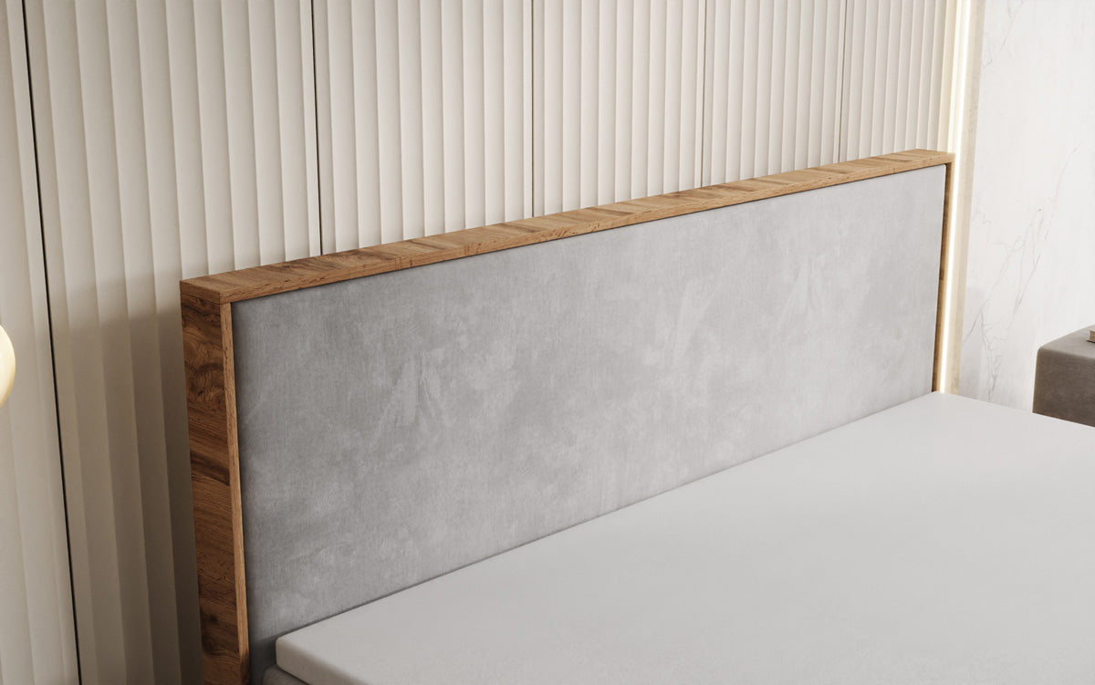 Lit boxspring Timber avec espace de rangement en Velours