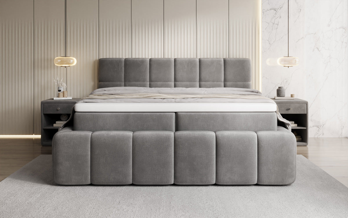 Boxspringbett Bombo mit Stauraum in Samt