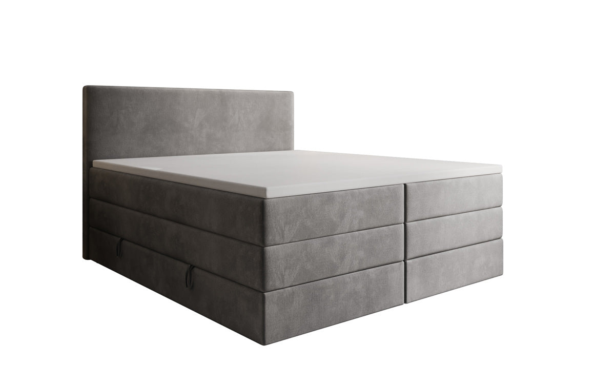 Lit boxspring Kubo King avec espace de rangement en Velours