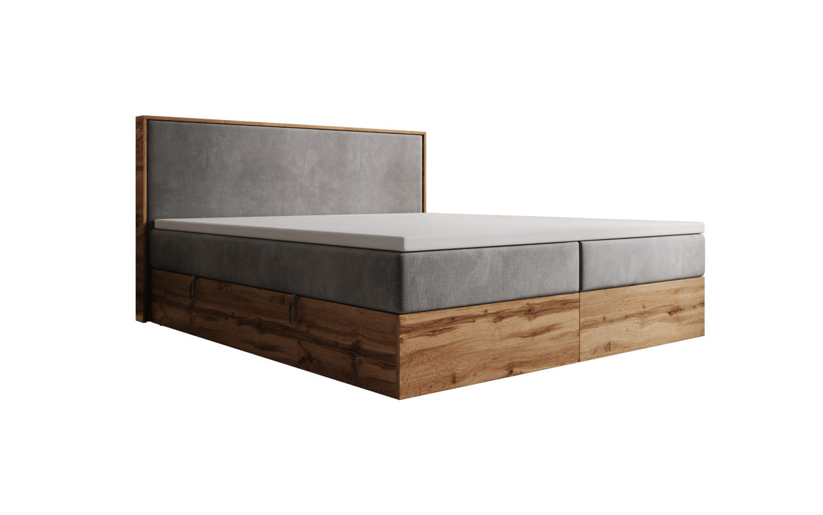 Lit boxspring Timber avec espace de rangement en Velours