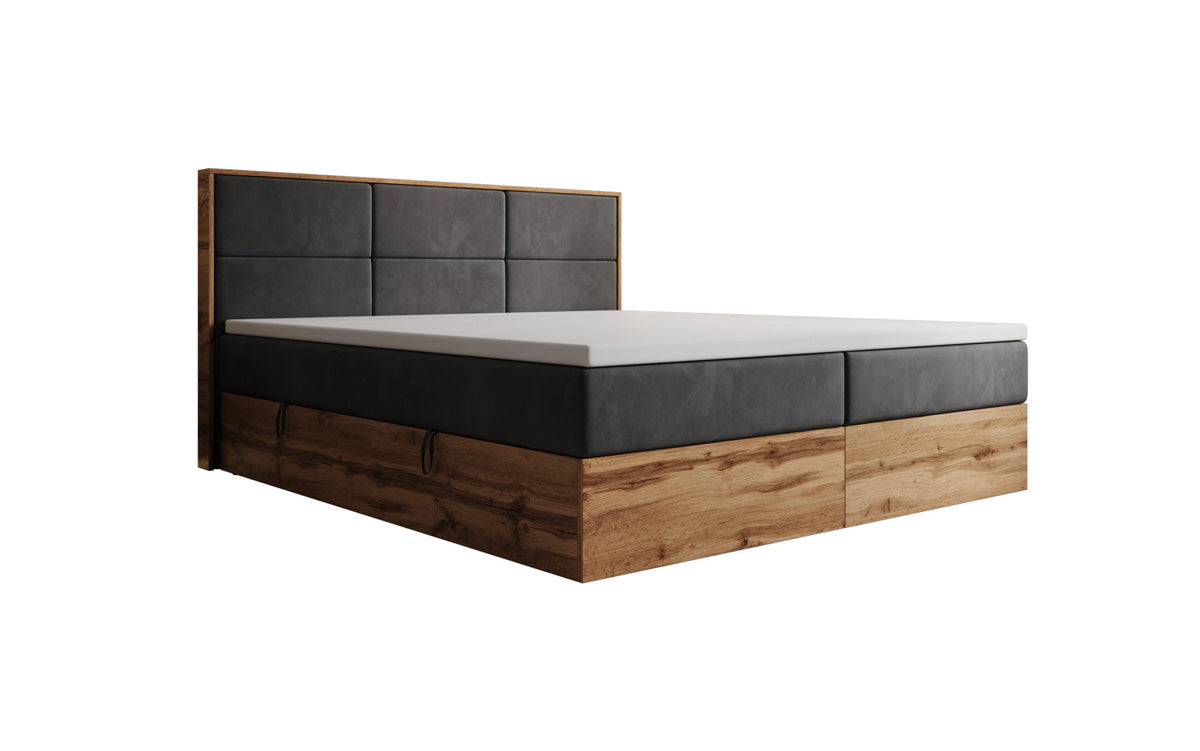 Boxspringbed Timber Panel met opbergruimte in Fluweel