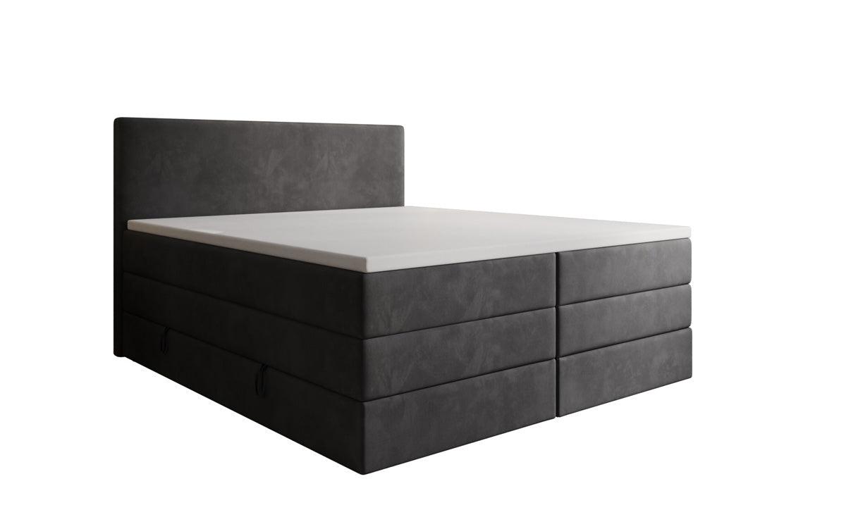 Lit boxspring Kubo King avec espace de rangement en Velours