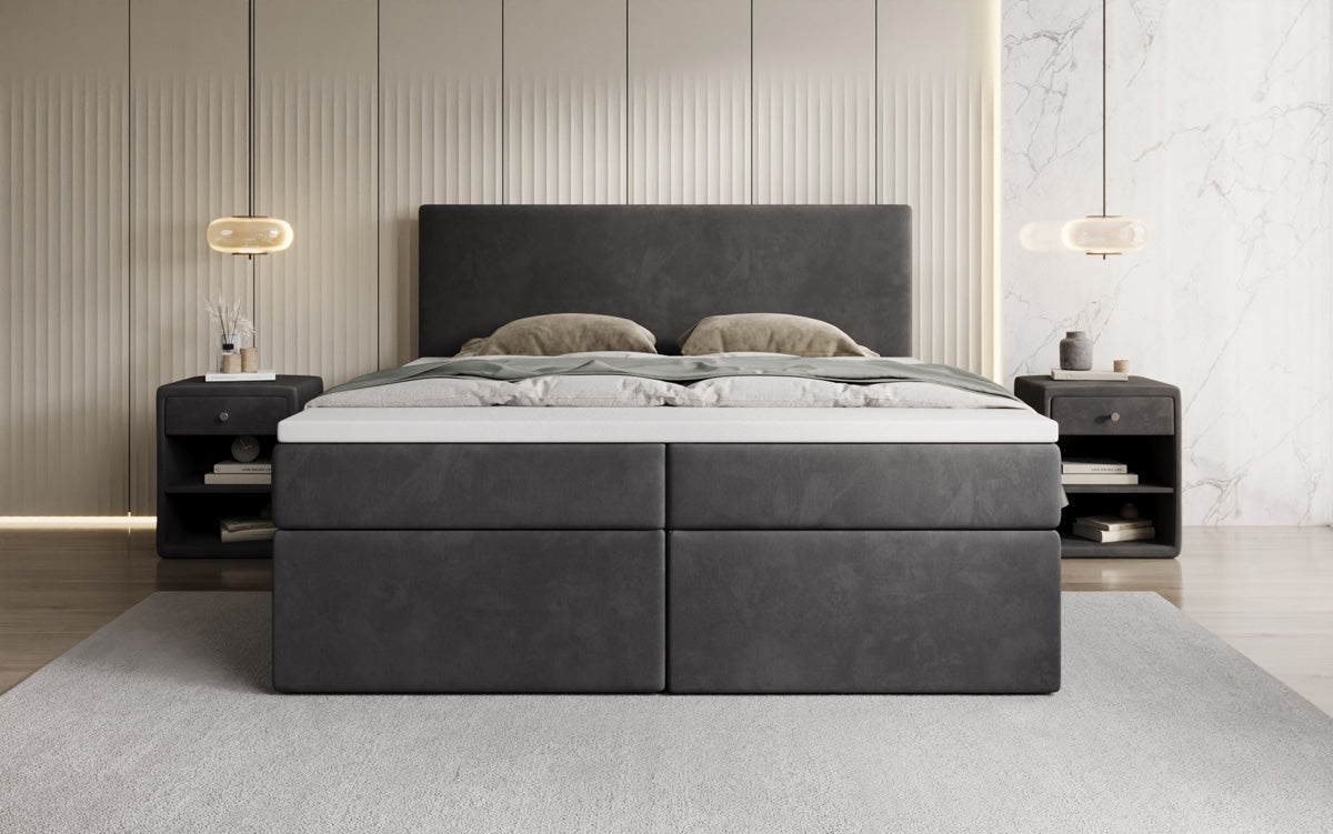 Boxspringbed Kubo met opbergruimte in Fluweel