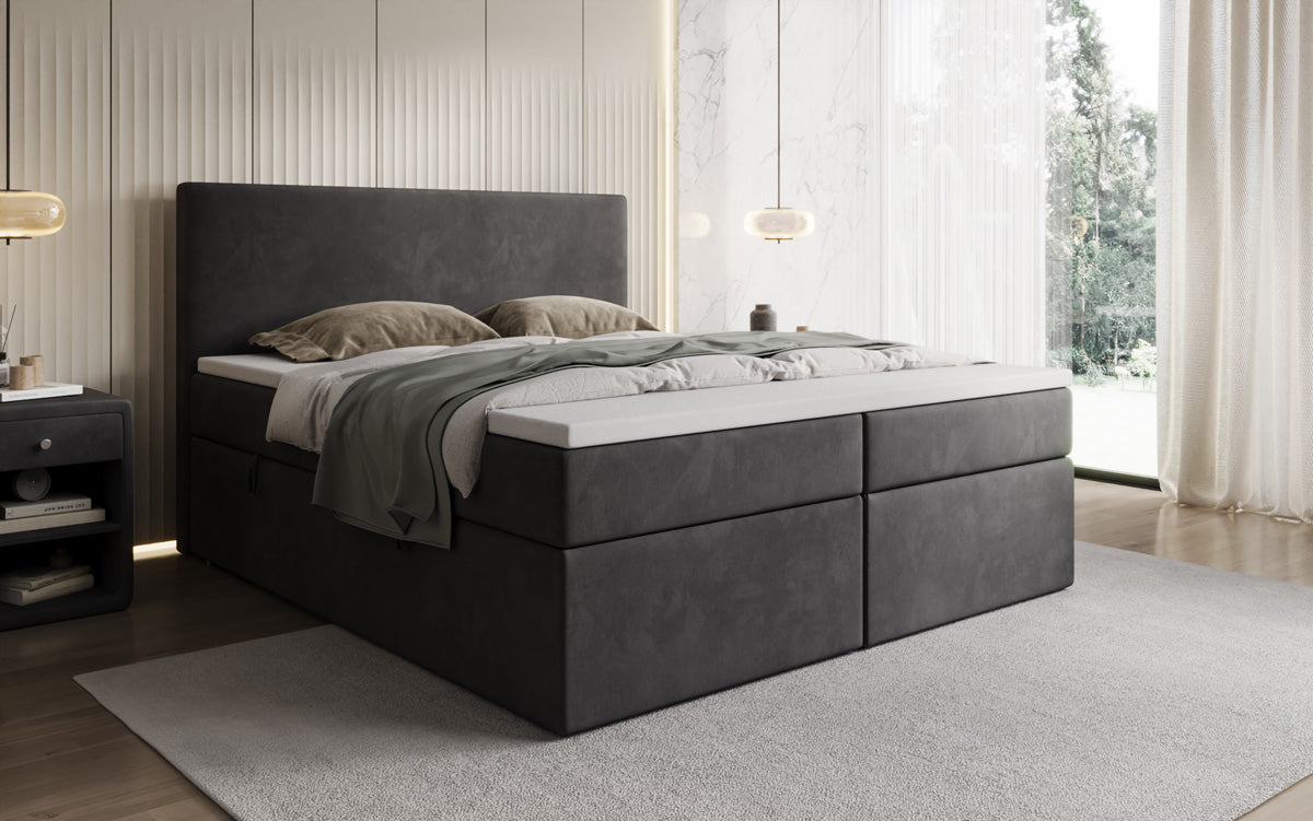 Boxspringbed Kubo met opbergruimte in Fluweel