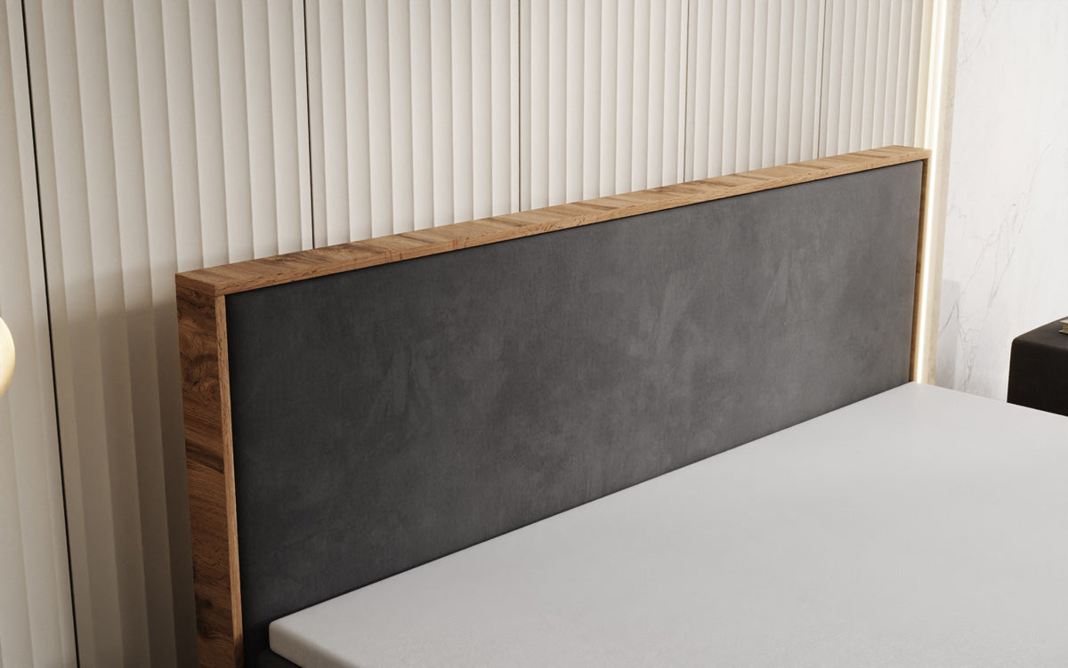 Lit boxspring Timber avec espace de rangement en Velours