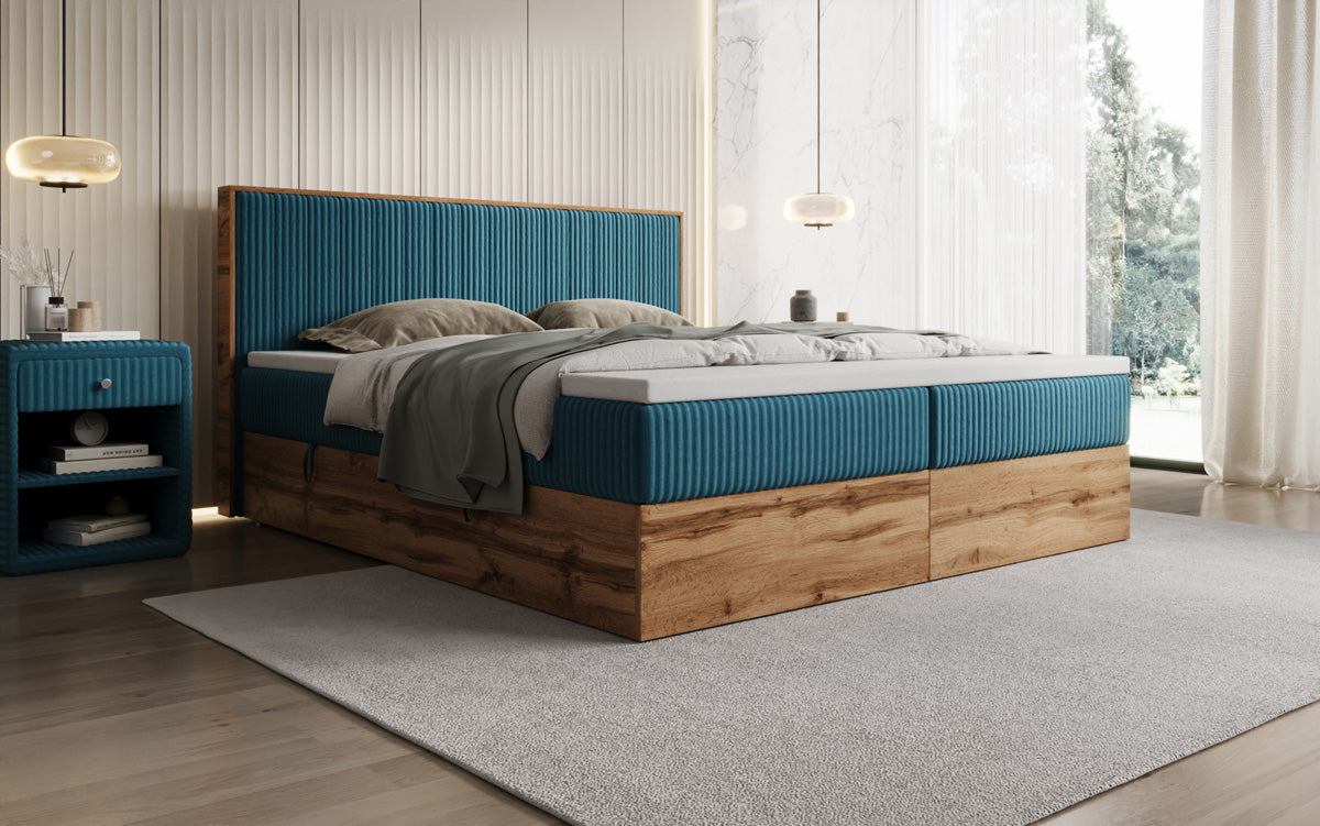 Boxspringbett Timber Line in Cord mit Stauraum