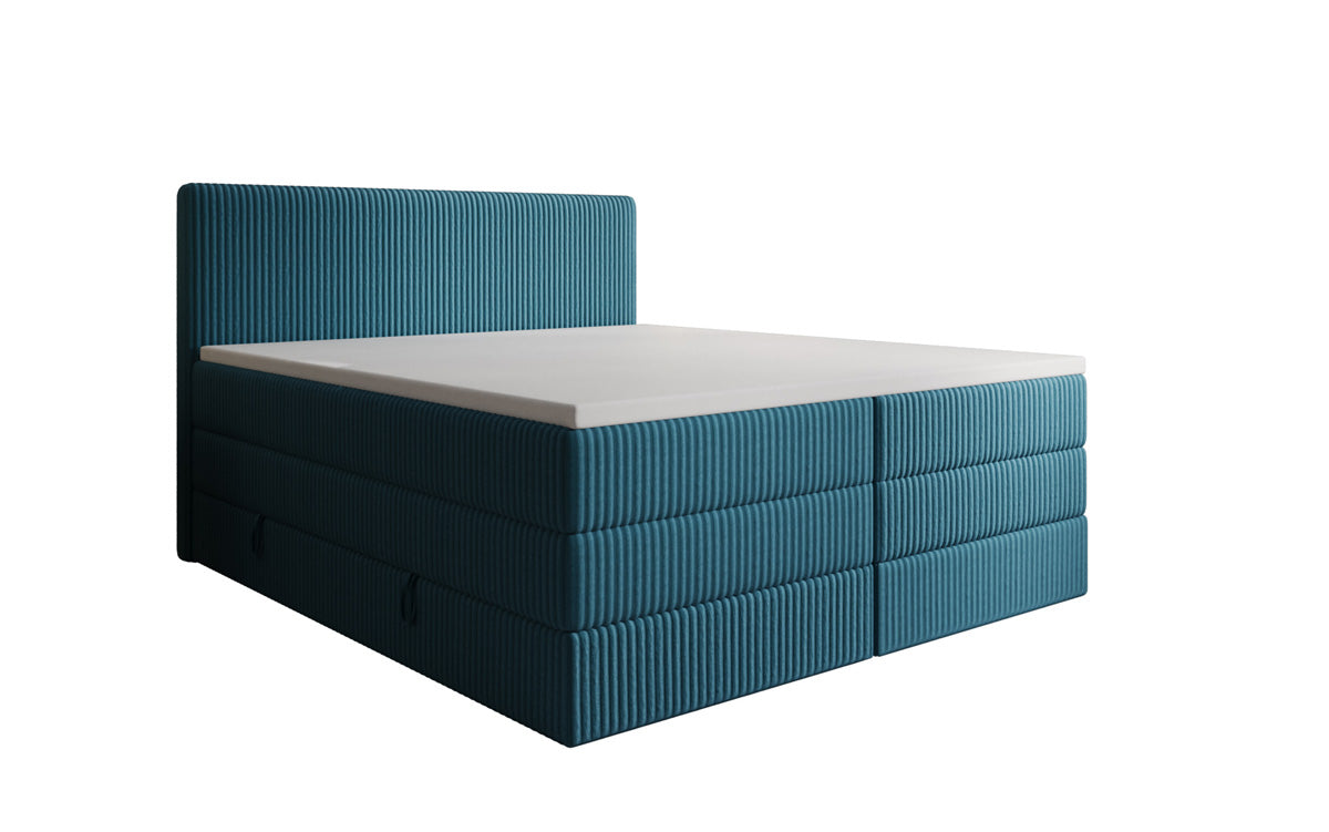 Boxspringbed Kubo King in Ribstof met opbergruimte