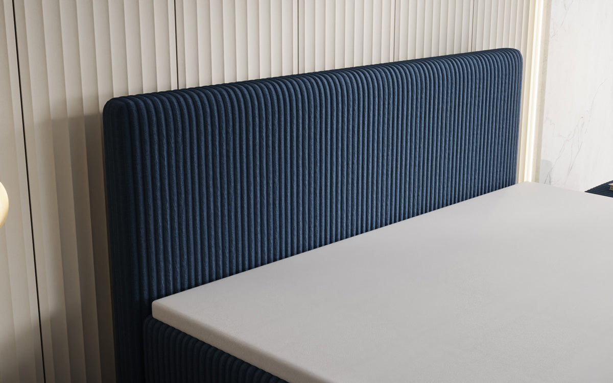Boxspringbed Kubo King in Ribstof met opbergruimte