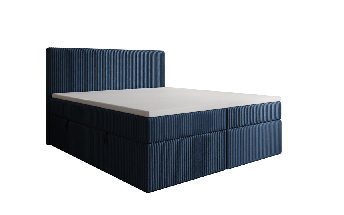 Boxspringbed Kubo in Ribstof met opbergruimte