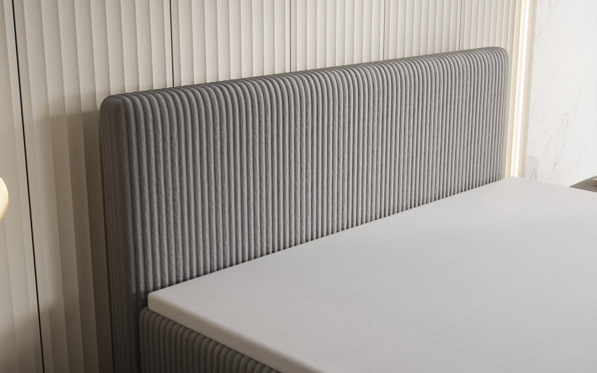 Boxspringbed Kubo King in Ribstof met opbergruimte