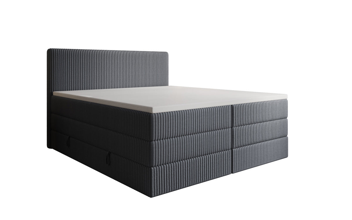 Boxspringbed Kubo King in Ribstof met opbergruimte