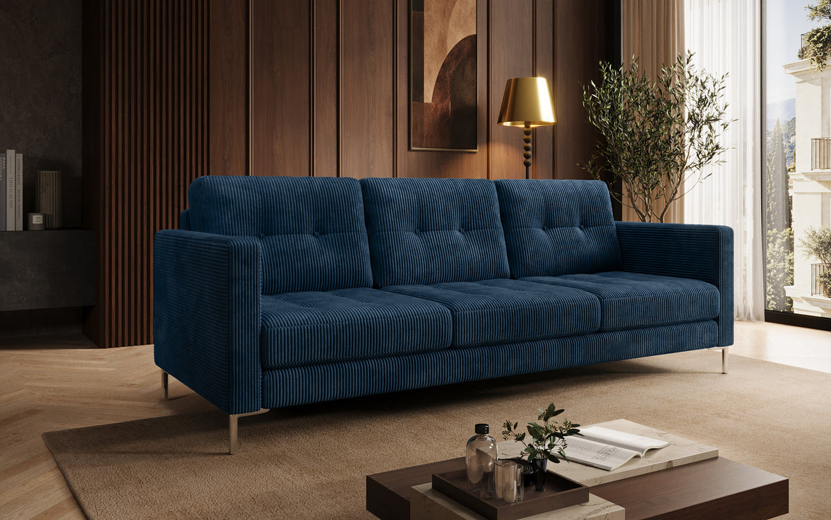 Canapé design 3 places Harvey avec fonction couchage et rabattable en Côtelé