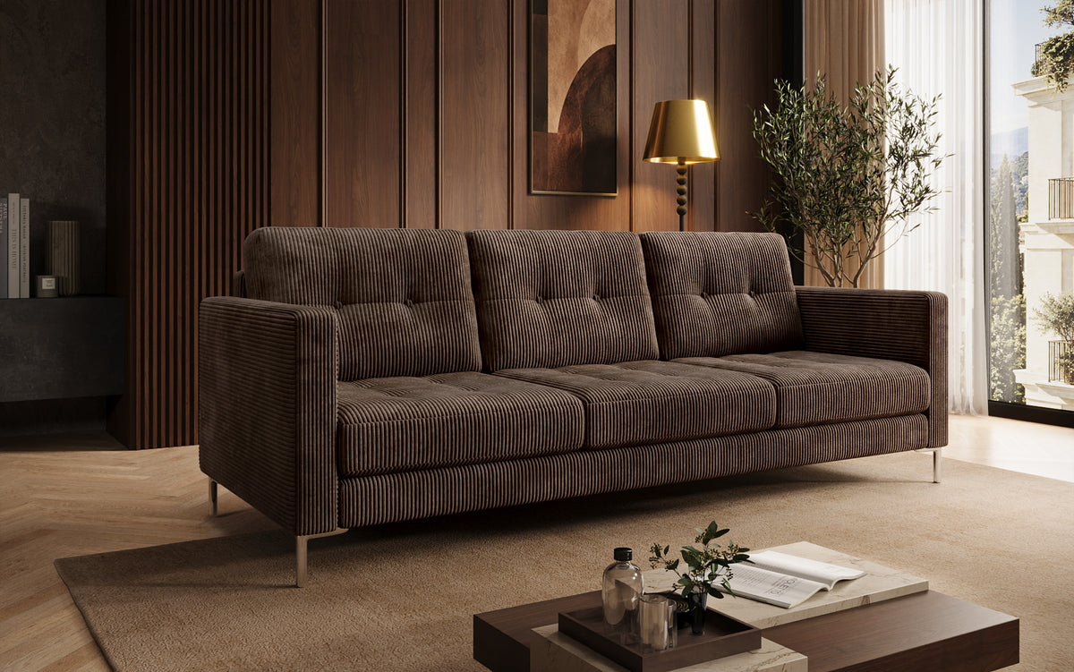 Canapé design 3 places Harvey avec fonction couchage et rabattable en Côtelé