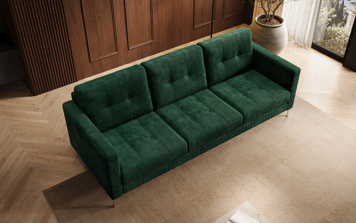 Canapé design 3 places Harvey avec fonction couchage et rabattable en Côtelé