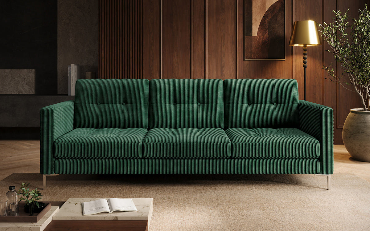 Canapé design 3 places Harvey avec fonction couchage et rabattable en Côtelé