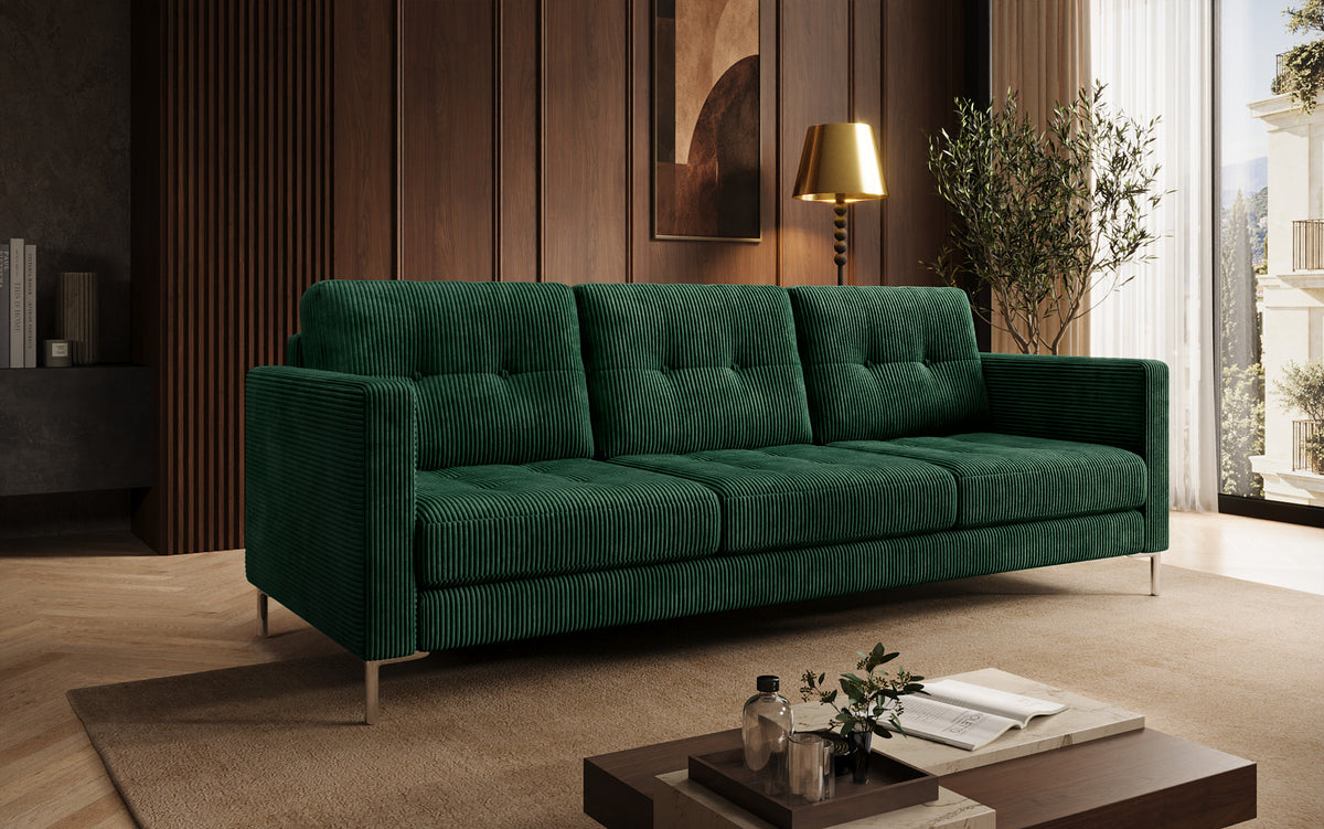 Canapé design 3 places Harvey avec fonction couchage et rabattable en Côtelé