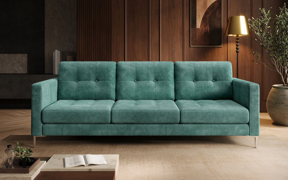 Canapé design 3 places Harvey avec fonction couchage et rabattable en Côtelé