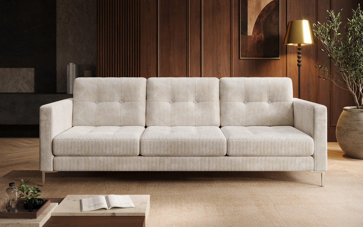 Canapé design 3 places Harvey avec fonction couchage et rabattable en Côtelé