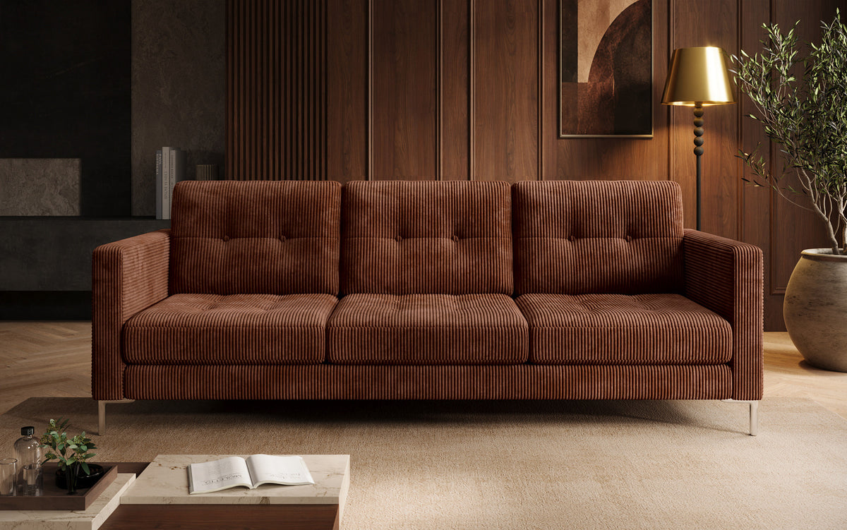 Canapé design 3 places Harvey avec fonction couchage et rabattable en Côtelé
