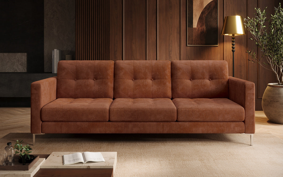 Canapé design 3 places Harvey avec fonction couchage et rabattable en Côtelé