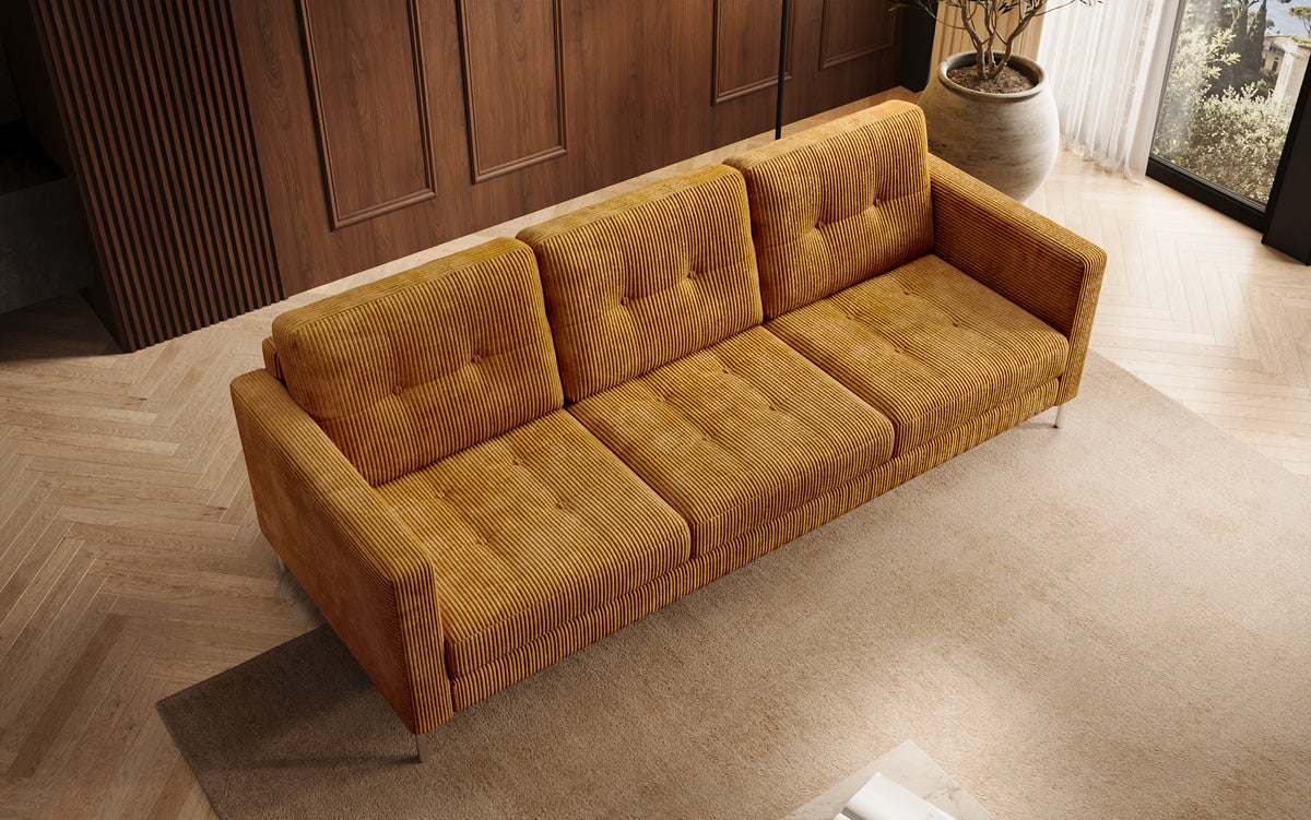 Canapé design 3 places Harvey avec fonction couchage et rabattable en Côtelé