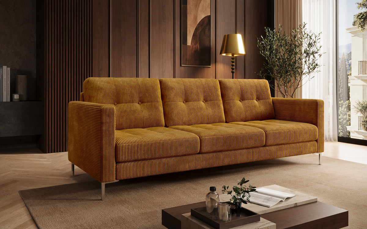 Canapé design 3 places Harvey avec fonction couchage et rabattable en Côtelé