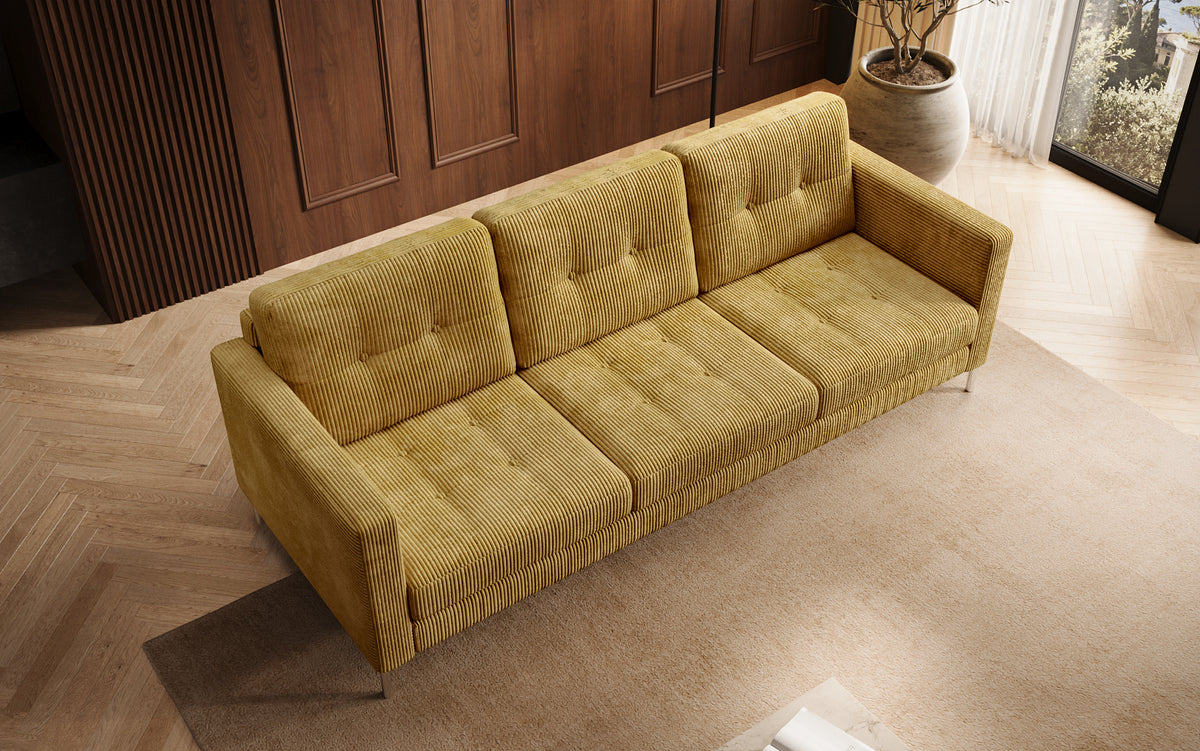 Canapé design 3 places Harvey avec fonction couchage et rabattable en Côtelé