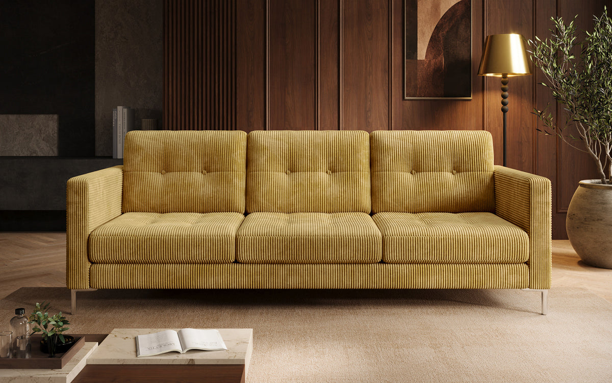 Canapé design 3 places Harvey avec fonction couchage et rabattable en Côtelé