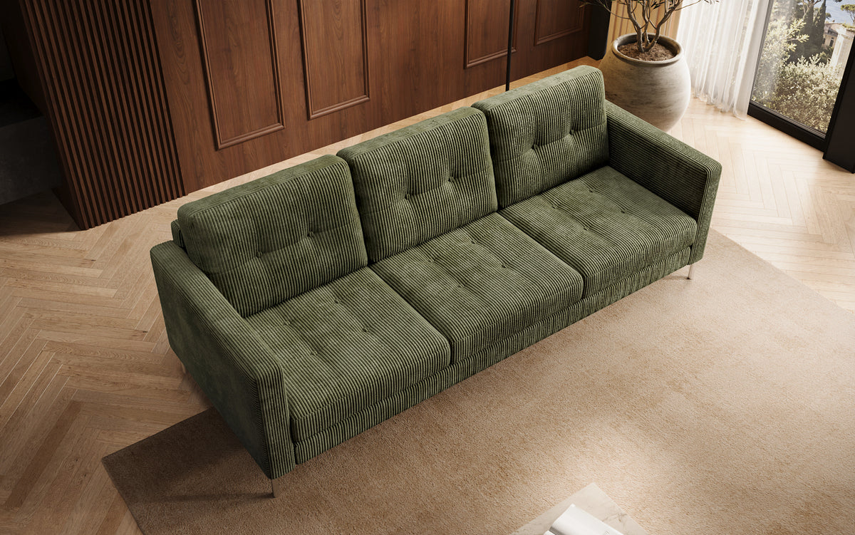 Canapé design 3 places Harvey avec fonction couchage et rabattable en Côtelé