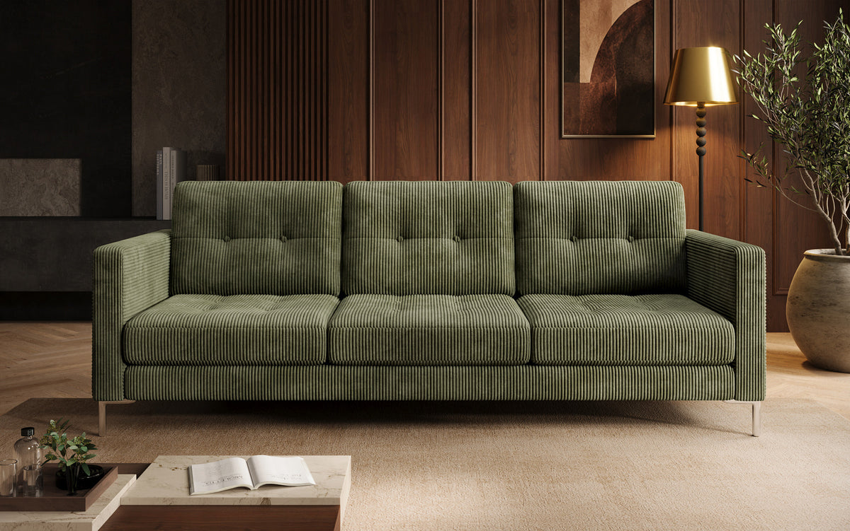 Canapé design 3 places Harvey avec fonction couchage et rabattable en Côtelé