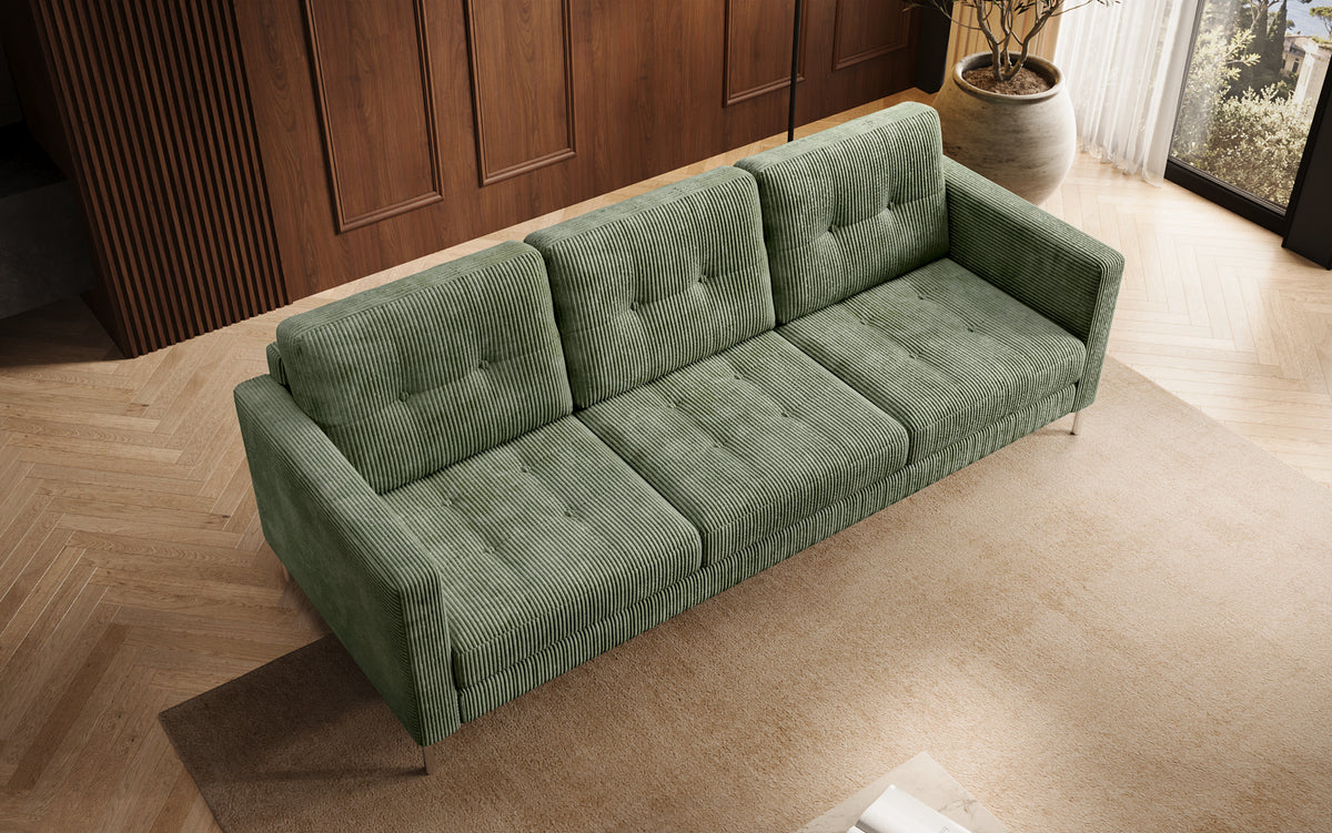 Canapé design 3 places Harvey avec fonction couchage et rabattable en Côtelé