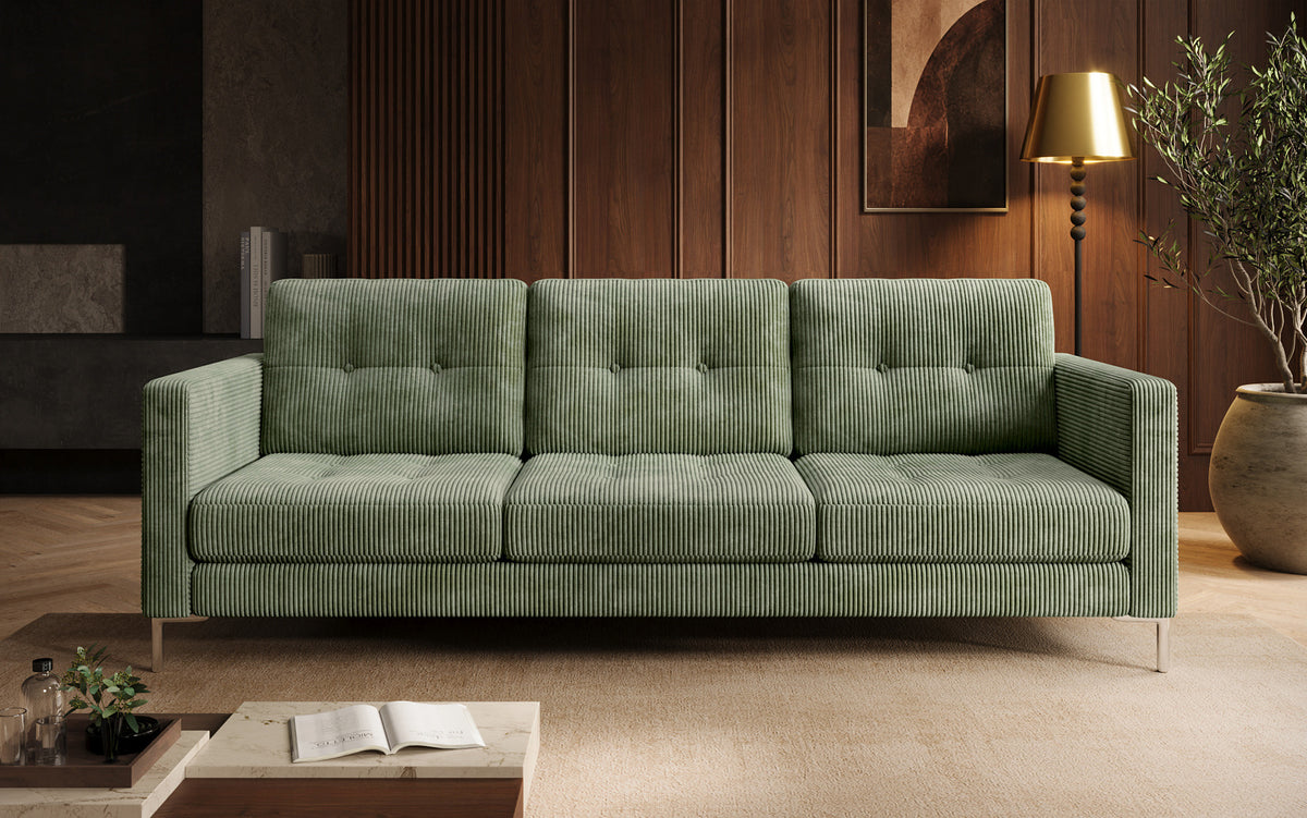 Canapé design 3 places Harvey avec fonction couchage et rabattable en Côtelé