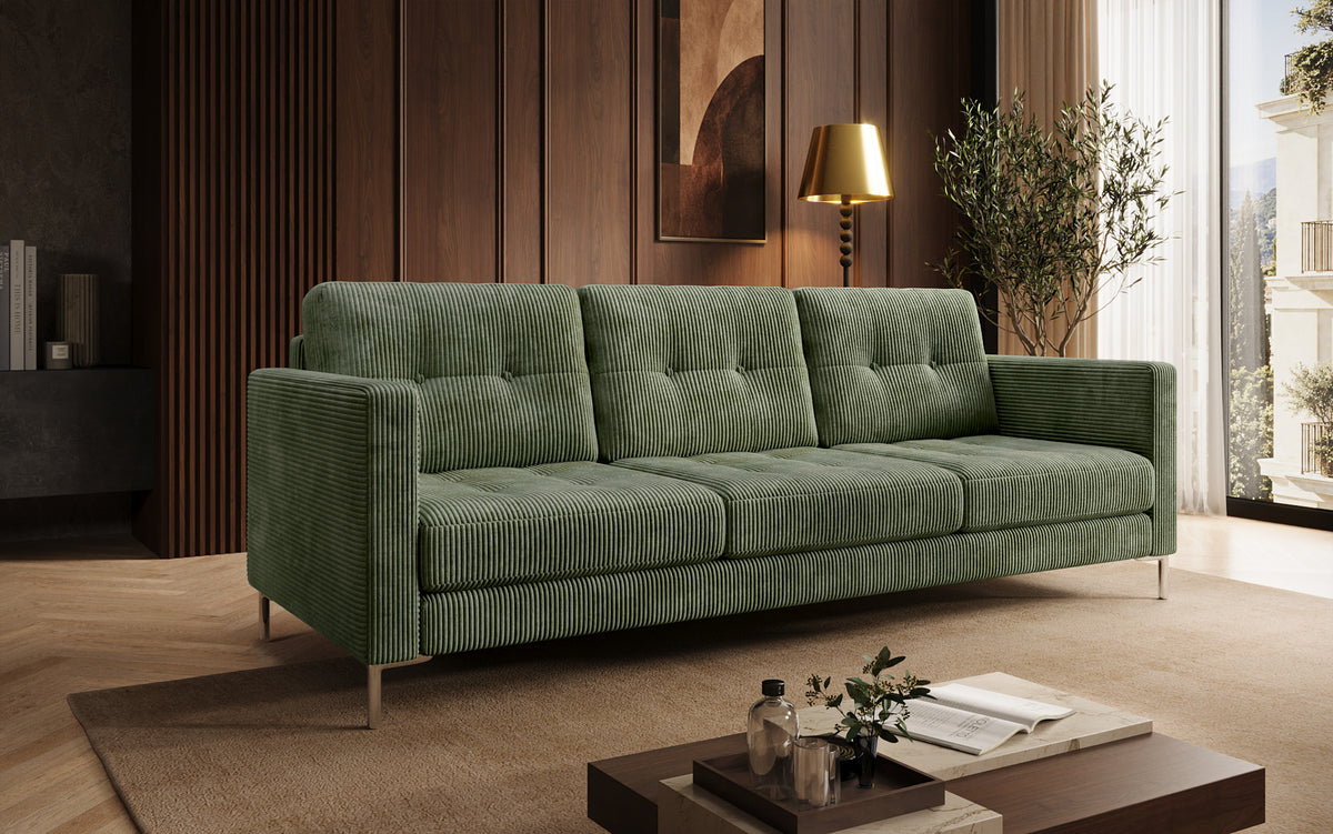 Canapé design 3 places Harvey avec fonction couchage et rabattable en Côtelé