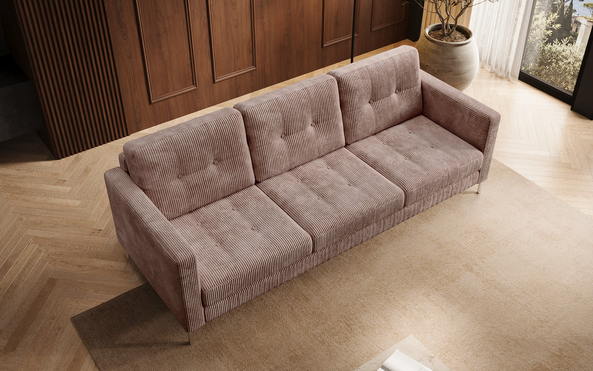 Canapé design 3 places Harvey avec fonction couchage et rabattable en Côtelé