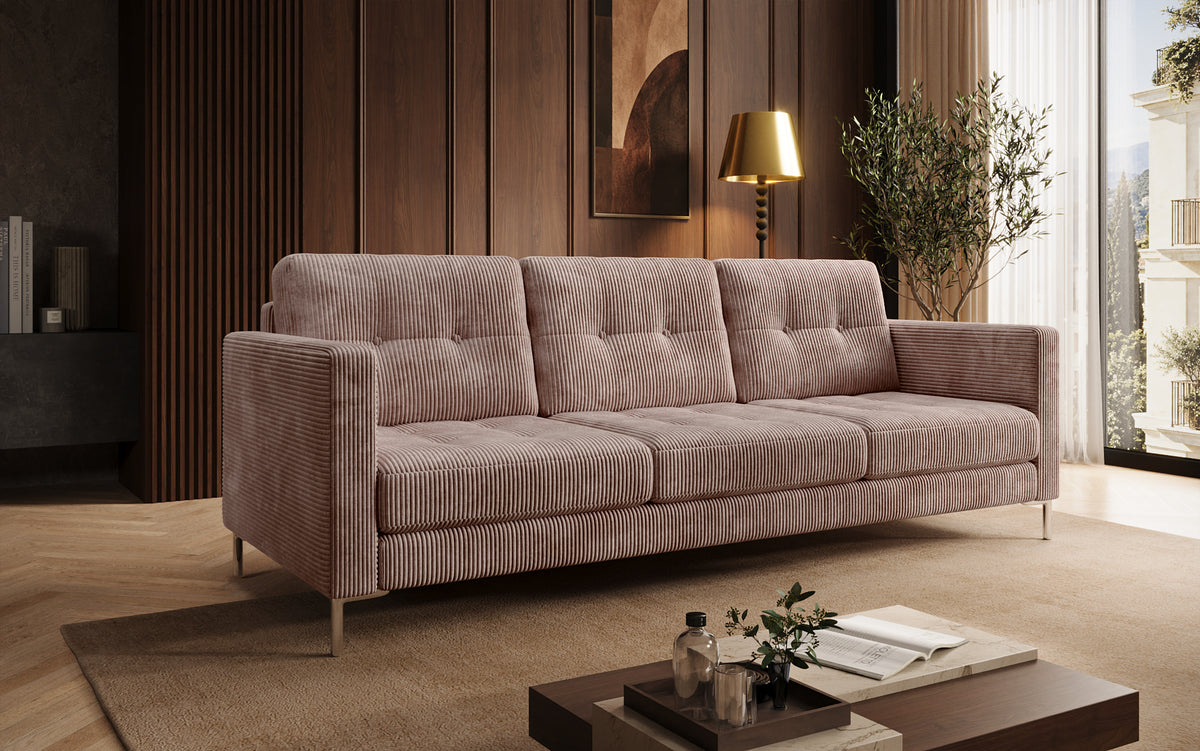 Canapé design 3 places Harvey avec fonction couchage et rabattable en Côtelé