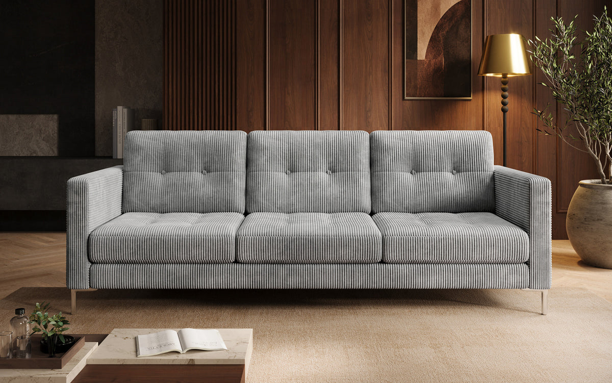 Canapé design 3 places Harvey avec fonction couchage et rabattable en Côtelé